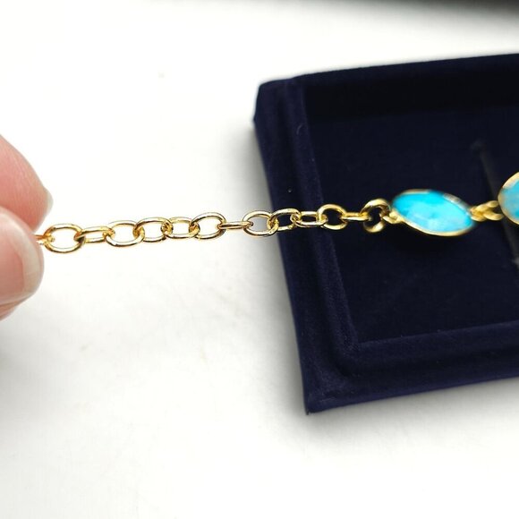 Stauer Eterno Bracelet With Blue Turquoise In Velvet Box 9.5 Total Length * - Picture 7 of 7